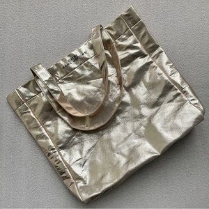 Marc Jacobs gold metallic tote bag, 14”x14”x3 1/2”